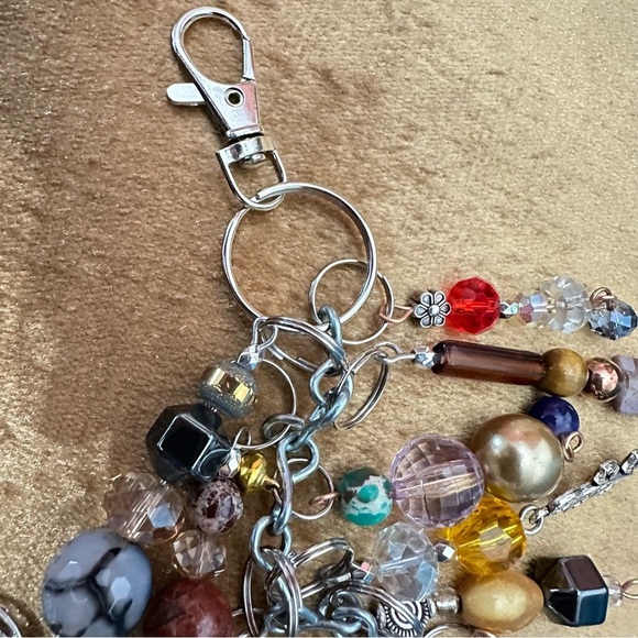 Chunky Beaded Tassel Handbag Purse Accessory Dangle Charm Key Chain Handmade - Picture 14 of 16